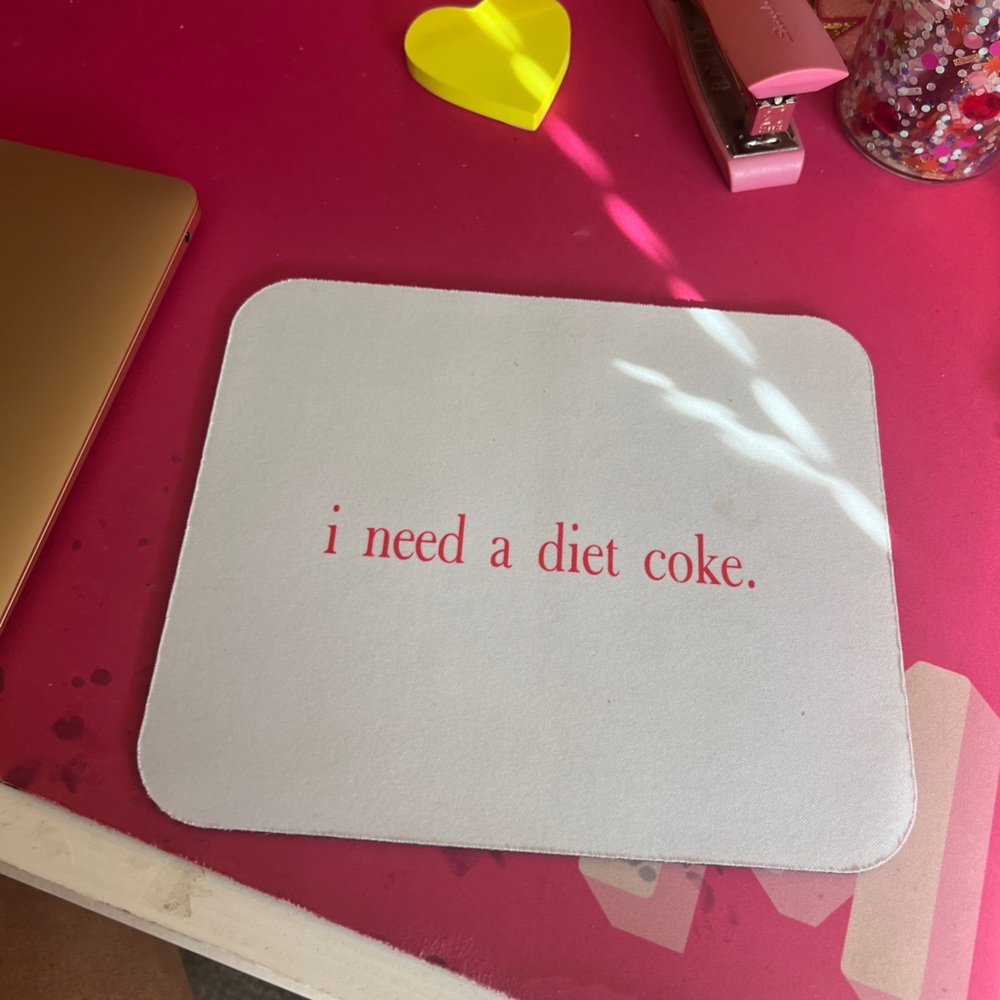 White Mouse Pad with Red Text